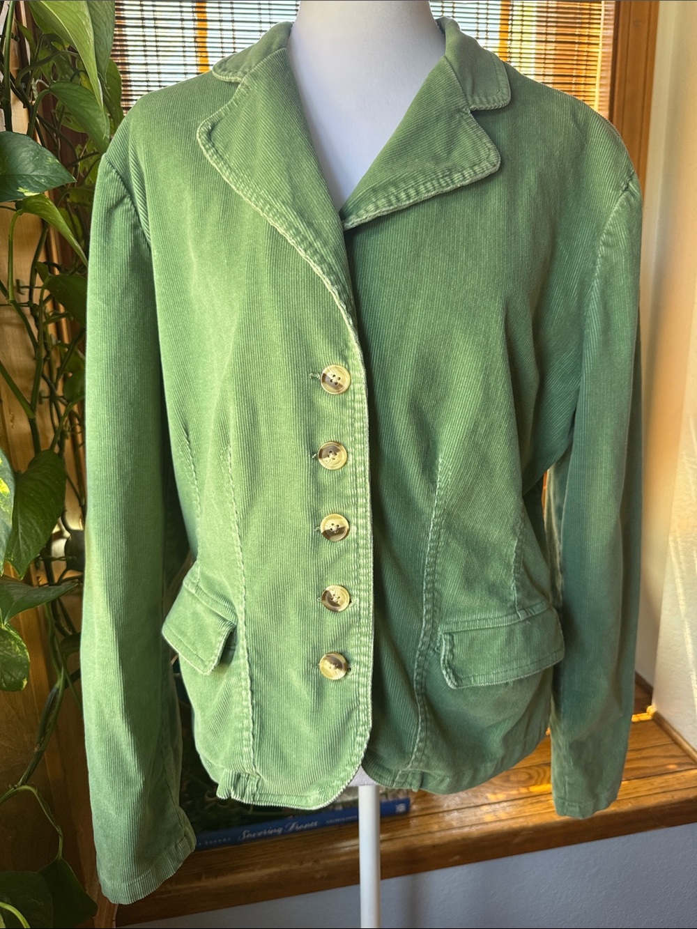 SZ Large St. John’s Bay Sage Green Blazer Corduroy button up Jacket